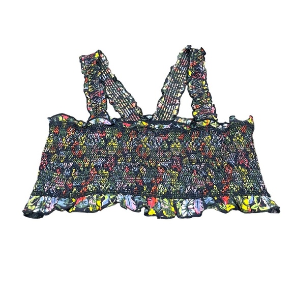 Out From Under Floral Smocked Crop Top Sz L - Picture 2 of 6